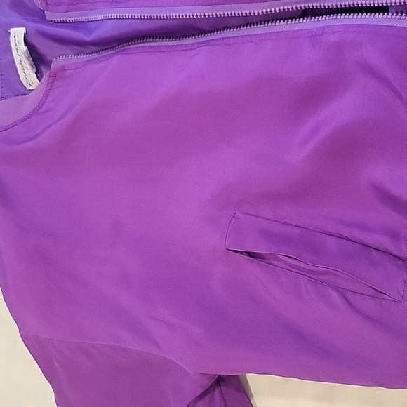 VTG 80's Carol Horn Purple Silk Bomber Jacket Zip Up size M - Picture 7 of 9